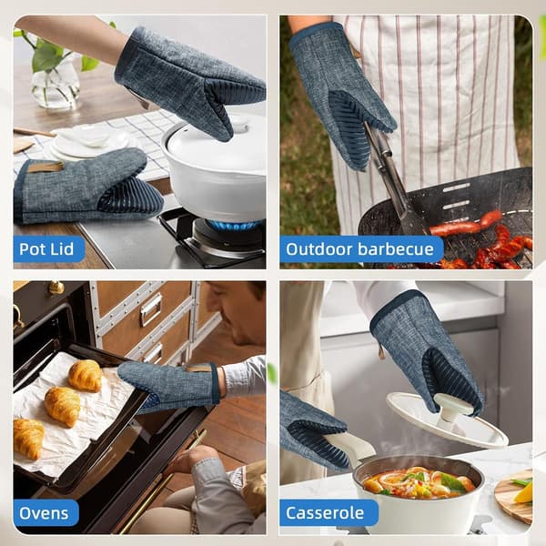 2-pack blå mini värmebeständiga handskar halkfri silikonfoder kök