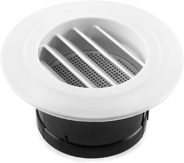 4-pak hvide runde ventilationsgitre i plast (100 mm tilslutningsdiameter), lamelerede udluftningshætter