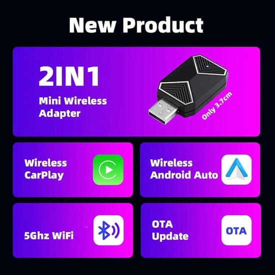 Trådløs CarPlay-adapter Android Auto 2-i-1 Mini AI Box-adapter Biler WiFi Stemmeassistent kompatibel med kablet CarPlay Android
