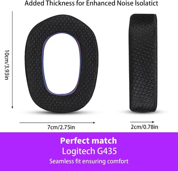 1 par sorte lilla åndbare mesh-ørekopper af skum med høj densitet til Logitech G435