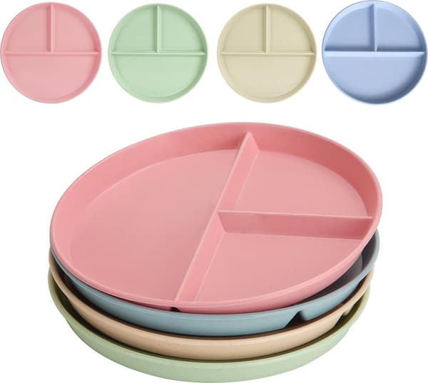 Set med delade tallrikar, 4-pack okrossbara mattallrikar