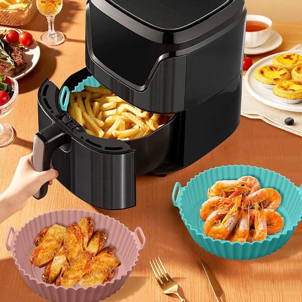 2-pak Airfryer Silikone Bageforme - 8,5\" Blå