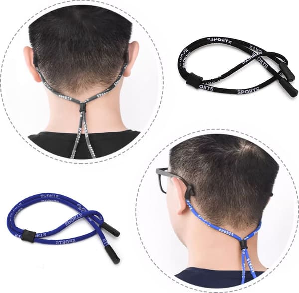 INF Justerbart glasögonband svart/blå 64 cm 2-pack
