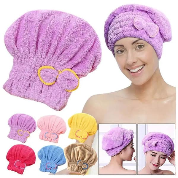 Superabsorberande hårturban för vått hår Mikrofiberhårhandduk Blå