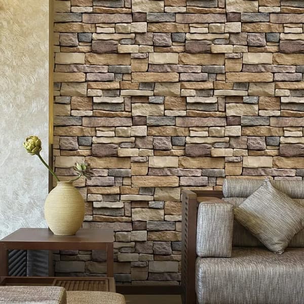 Självhäftande väggpanel, dekorativ stenutseende, 3D tredimensionell panel, PVC sten väggpanel
