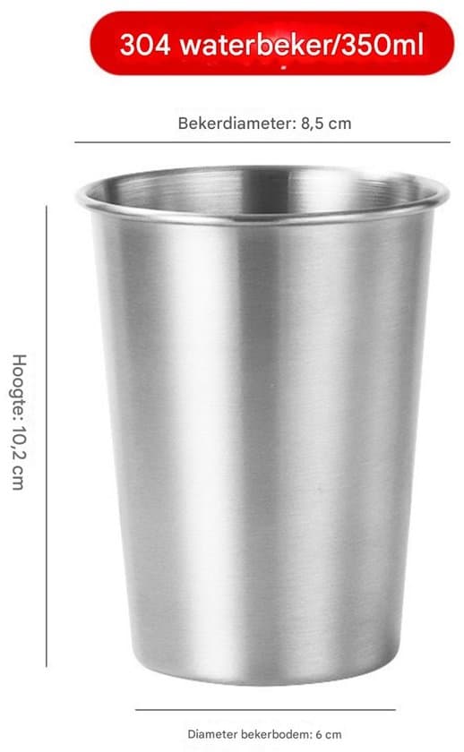 5 stk. 350 ml stabelbare drikkekopper i rustfrit stål