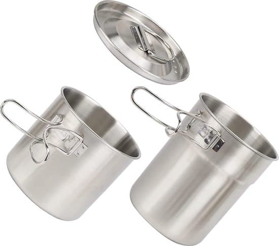 2-pack vikbara kokkoppar i rostfritt stål, bärbara utomhusmuggar för camping