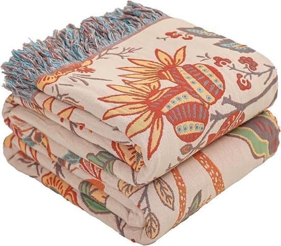 Sengetæppe - Boheme stil - 100% bomuld - 150 x 200 cm - Flere farver