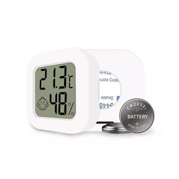Inomhustermometer och Hygrometer - Mini - Vit - 2-pack - LCD-skärm - Trådlös