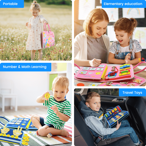 Montessori \"Busy Board\"-leksak, lämplig för förskolebarns sensoriska inlärning