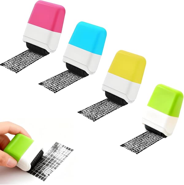 4-pack dataskyddsstämpel - blå + rosa + gul + grön