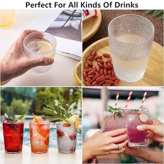 6-pack stötsäkra campingmuggar i glas - 350 ml - stapelbara drickskoppar i plast