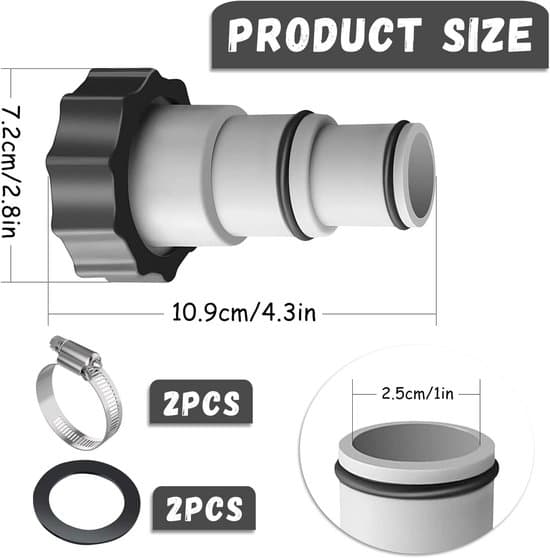 2-delt poolslangeadaptersæt - Passer til 32 mm og 38 mm slange - Poolpumpeforbindelse