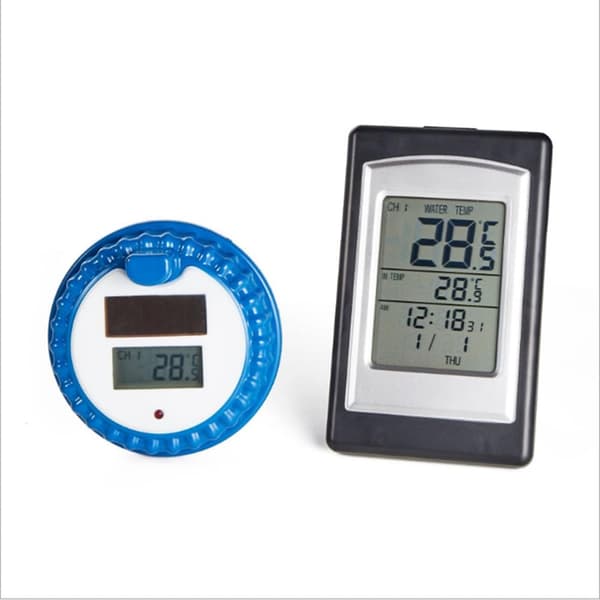 Soldriven termometer för pool (ej flytande termometer, ej inomhus- eller utomhusmodeller)