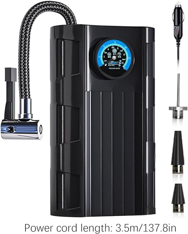 Bildäckspump, elektrisk däckpump, bärbar däckpump, bildäckspump, motorcykeldäckspump.