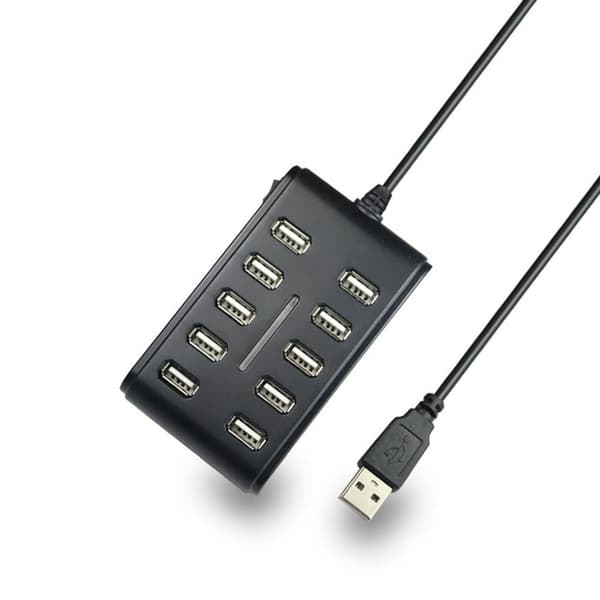 10-portars driven USB 2.0 höghastighets USB-splitter ST-förlängare