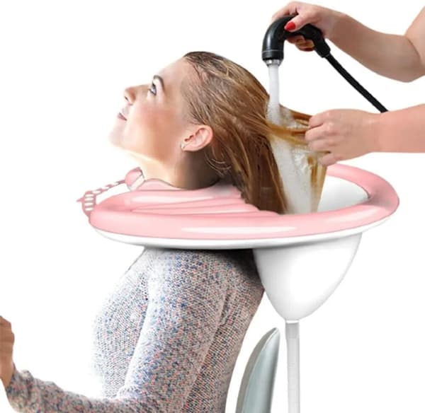 Shampoo vask, shampoo vask, egnet til brug i sengen, let, egnet til ældre og handicappede, pink