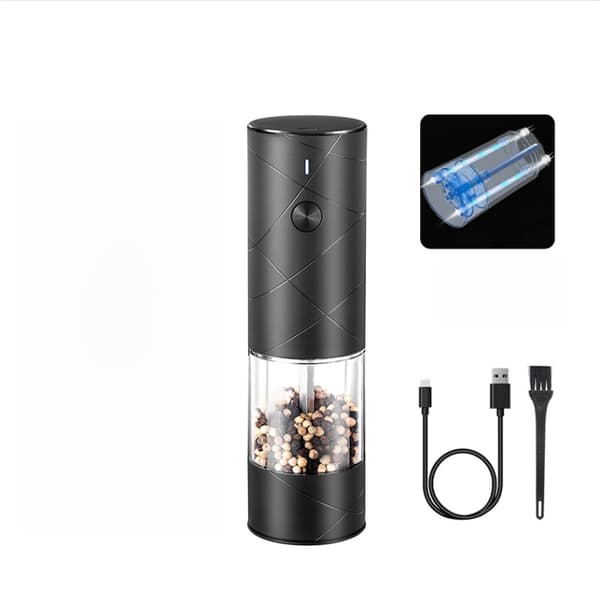 Genopladelig USB Automatisk Salt- og Peberkværn (Sort)