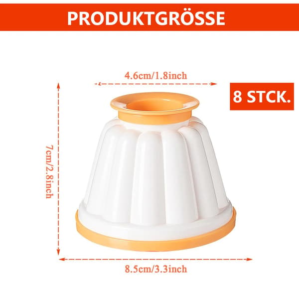 8 buddingforme, genanvendelige buddingkopper, nemme at afforme og rengøre, velegnede til DIY mousse-gelé-desserter.