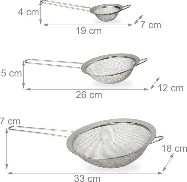 Kökssil set om tre - diameter 7 cm - 12 cm - 18 cm - SS