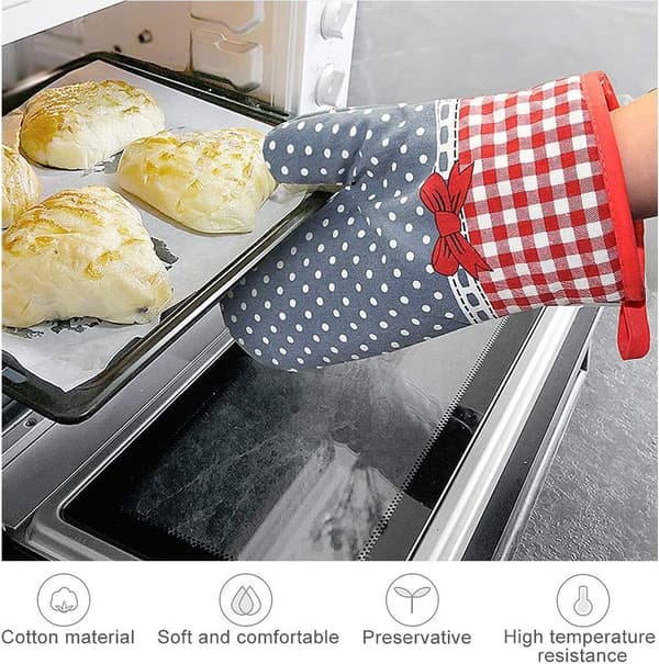 2-pack ugnsvantar, värmebeständiga, halkfria grillvantar och mattor, polyester-bomull, för matlagning, bakning, grillning