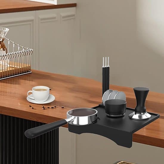 Silikone Espresso Tamper Måtte (7.7 x 5.8\") til Køkken, Kontor & Bordplade (Sort)
