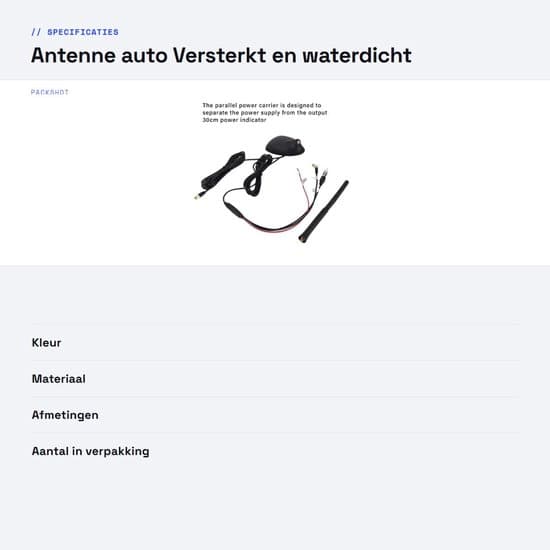- Aktivt forstærket bilantenne - Universal - Vandtæt