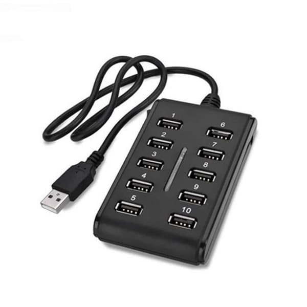 10-portars driven USB 2.0 höghastighets USB-splitter ST-förlängare