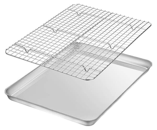 Bageplade m/ kølestativ, rustfrit stål (40,5 x 30,5 x 2,5 cm)