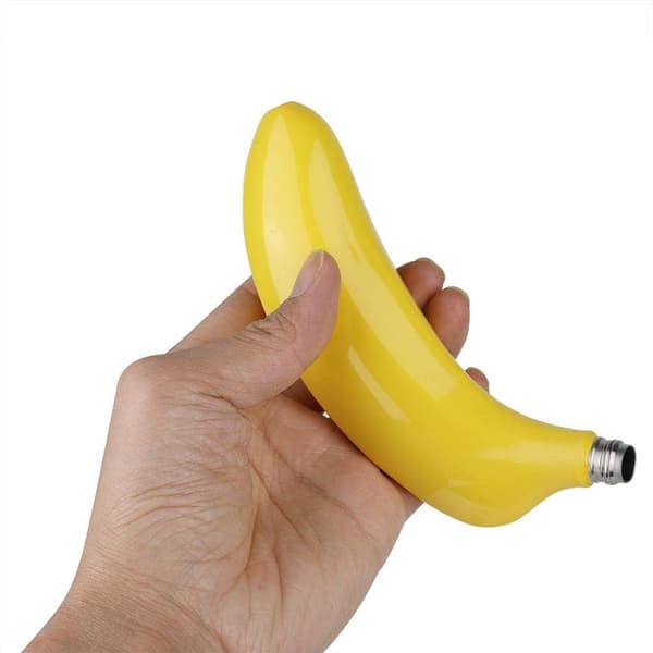 2-pack vinflaskor i rostfritt stål, frukt- och bananformade whiskyflaskor