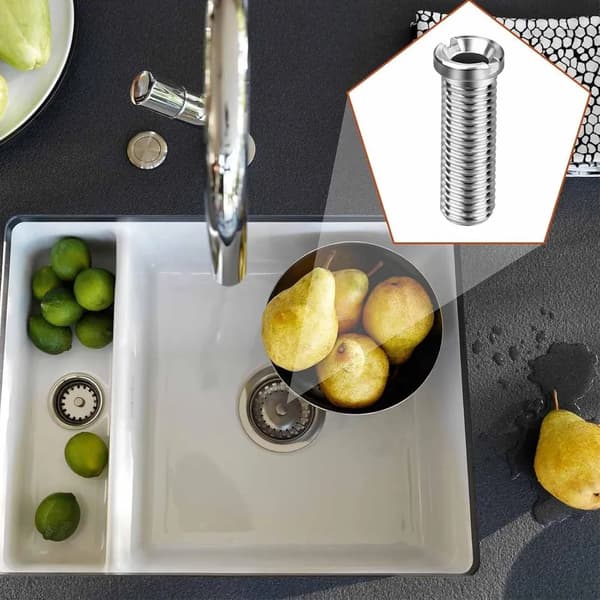 Et-delt hult gevind 70 mm vaskeafløbsfilter i rustfrit stål, til håndvaske, Ø12 mm ventil topfitting