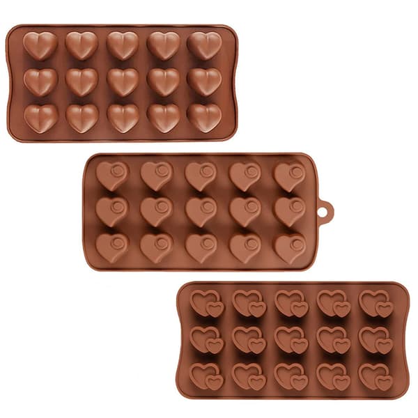 Kärlek chokladform 3-delat set, non-stick beläggning, silikonform