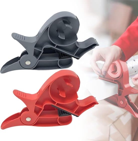 2-pack glidande presentpappersskärare med tejphållare (grå & röd).