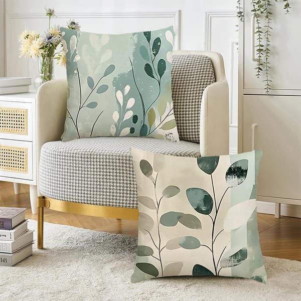 50x50cm Blomstret Pudebetræk, Hør Sofapudeovertræk, Åndbart Behageligt