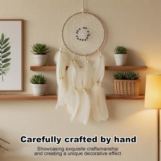 Handgjord drömfångare beige väggdekoration för flickrum