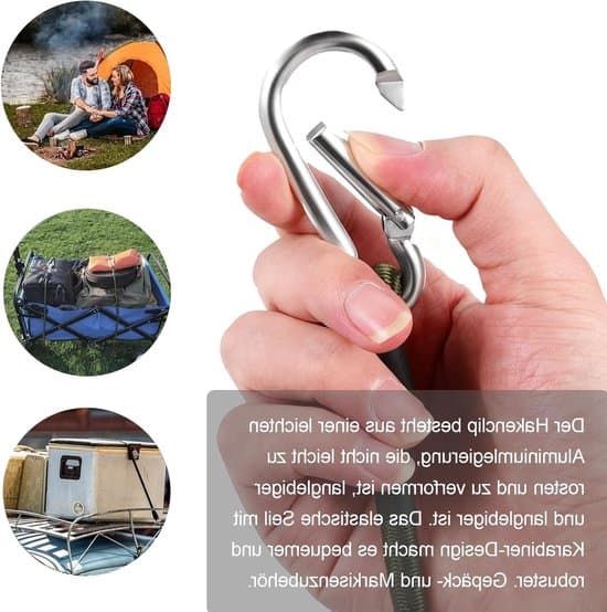 30 cm och 60 cm förstärkta elastiska remmar med karbinhakar, tält, markiser, bagage, utomhus campingutrustning