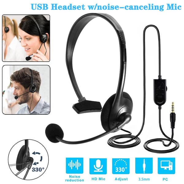 3,5 mm Jack Trådbundet Headset Mikrofon Dator Callcenter