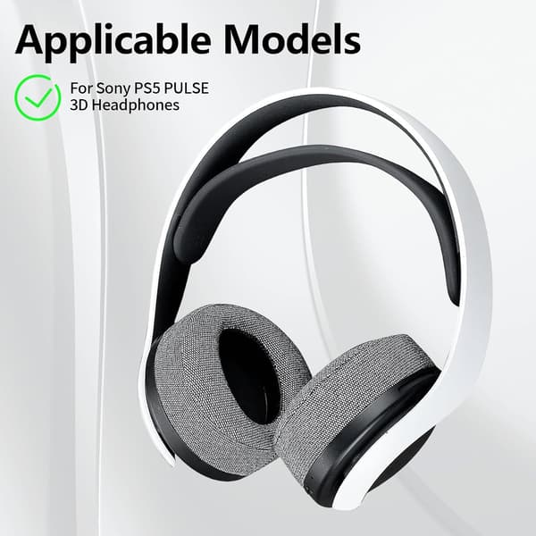 1 par erstatningsørepuder til Sony PlayStation 5 Pulse PS5 3D trådløst headset læder ørekopper patchwork ørekopper grå finish