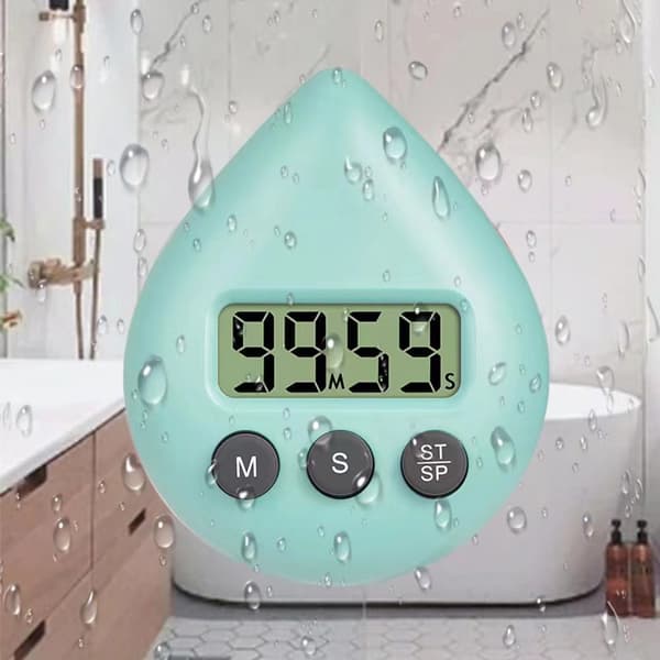 Vanddråbesikker timer, bruser stænksikker timer, sugekop type ingen stansning badeværelsestimer, 2 stk, lyseblå