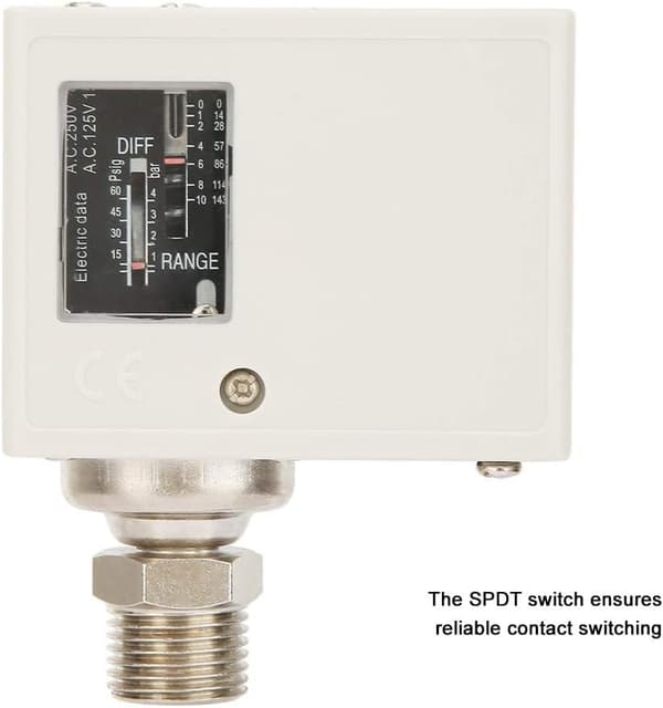 Tryckströmbrytare, G1/2'' elektronisk tryckkontrollbrytare, vattenpump, luftpump, kompressortryckregulator