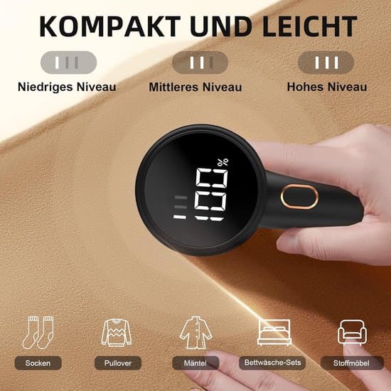 Fnullerfjerner - Tøjshaver - Tekstilopfrisker - 6 blade 3 hastigheder - 60 min batteri - Sort