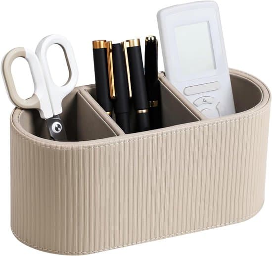 Fjernbetjeningsholder - PU-læder - 3 rum - Beige