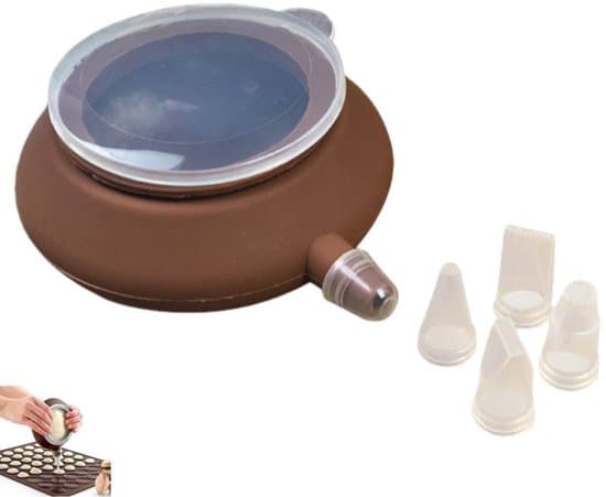 Silikon Macaron Bakmatta Set med 5 Stora Spritstyllar (Brun, 13x52 mm)