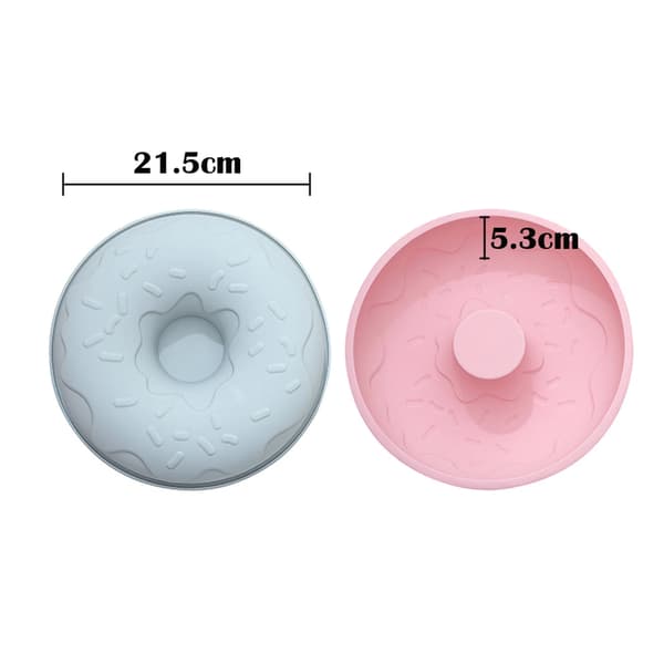 2-delt rundt bølgepap silikone kage- og doughnutbageform sæt - blå - pink