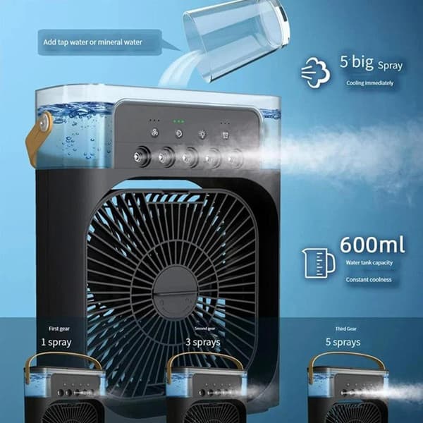 Bærbar Mini Luftkøler Ventilator Klimaanlæg Køling Befugter Skrivebord USB - Grøn