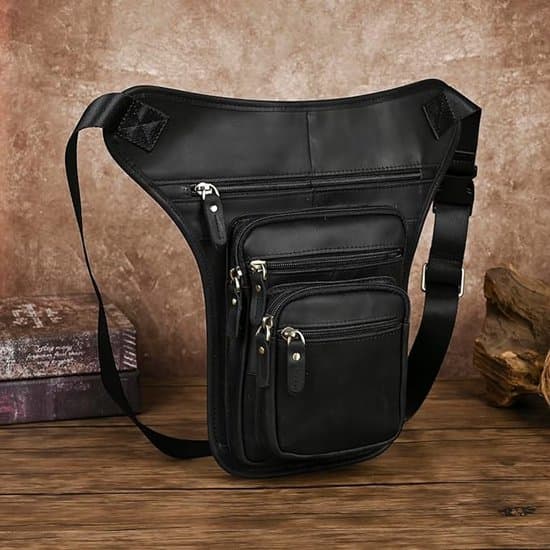 Herr Läder Väska för Benficka Yttre Benficka Drop Leg Lårficka Messenger Bag
