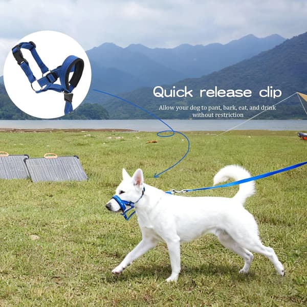 Justerbar hundmunkorg - (halsomkrets 42-53 cm) - blå reflekterande hundmunkorg