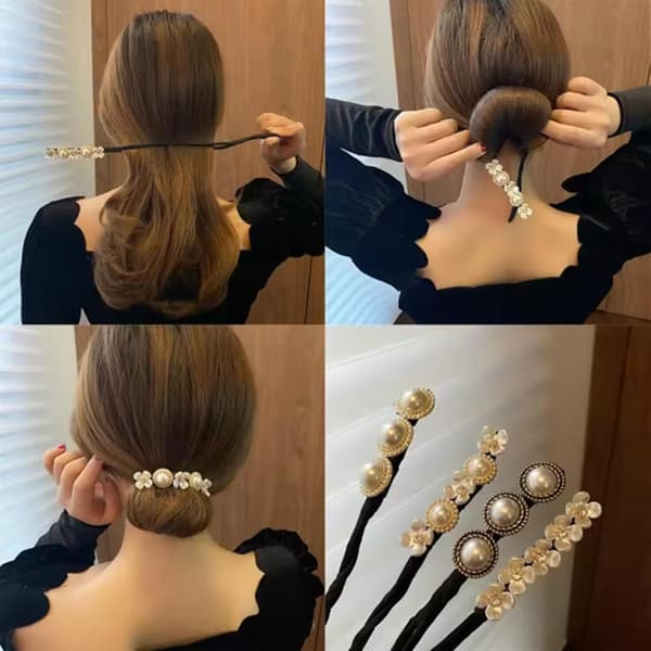 Hårklämma Knutar Donut Chignon Maker Set Frankrike Twisted Toasting Tool 4st