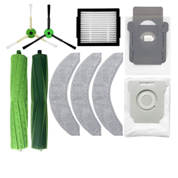 Tilbehør til iRobot robotstøvsugere, inklusive hovedbørste/sidebørste/filter/moppe/støvpose til ROOMBA COMBO J7+.