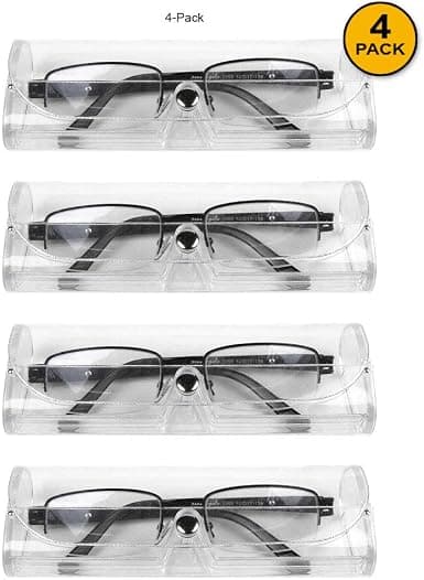 (4-pack), Transparenta färgade plastglasögonfodral